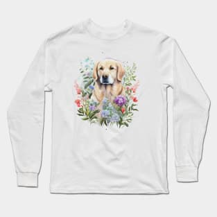 Golden Retriever Floral Long Sleeve T-Shirt